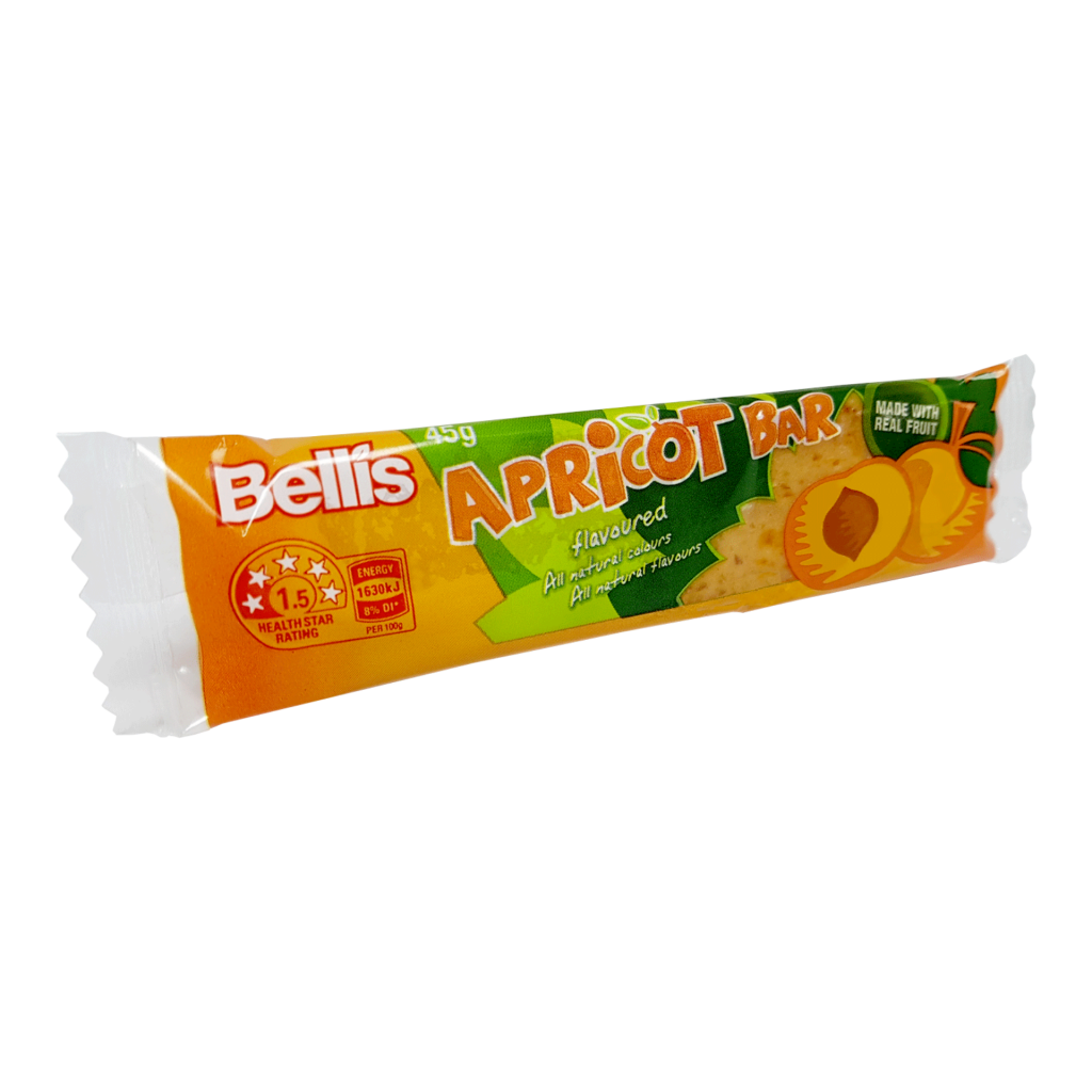30 Pack 45g BELLIS APRICOT BAR (30 x 45g) Bellis Fruit Bars